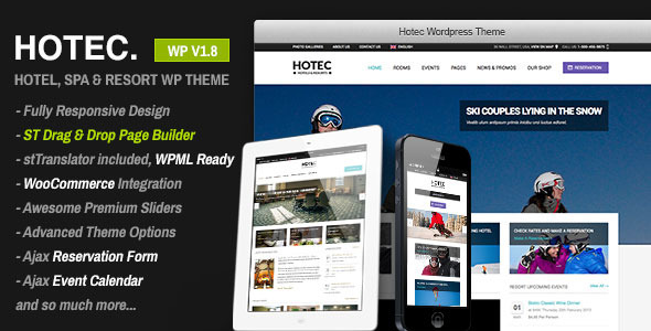 【WordPress Theme 主題布景 】Hotec v1.10 – ThemeForest Responsive Hotel, Spa & Resort WP Theme 模版